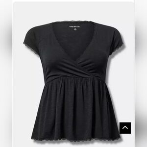 Torrid Black Short Sleeve Wrap Top